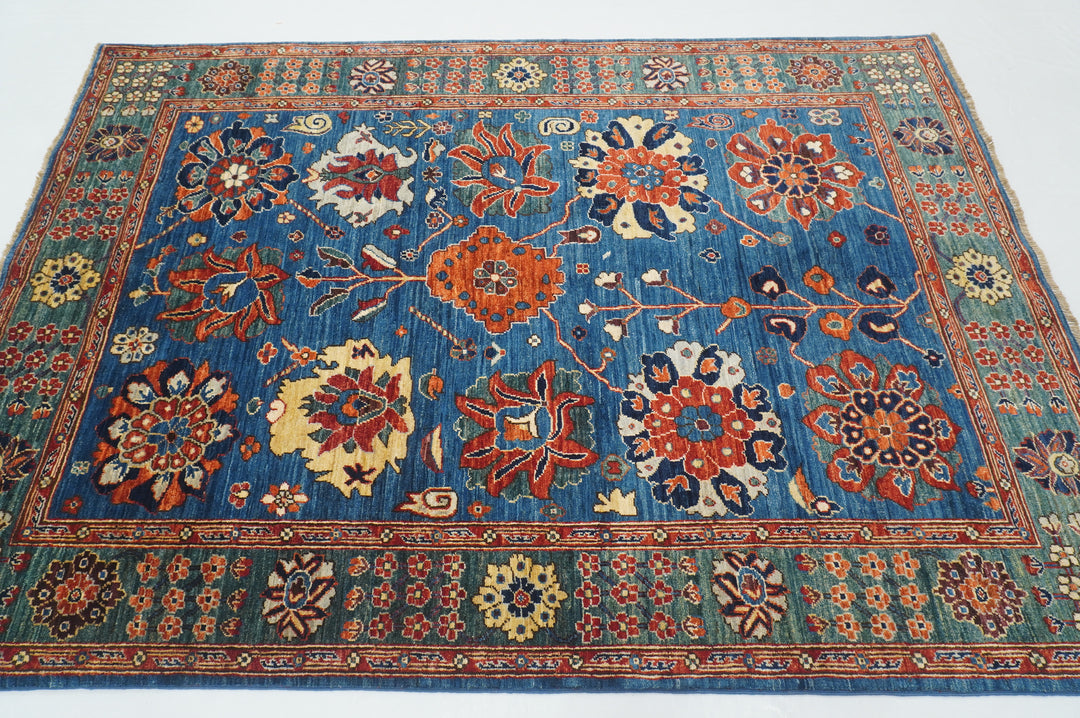 SOLD 5x7 Navy Blue Green Afghan Hand knotted Oriental Rug