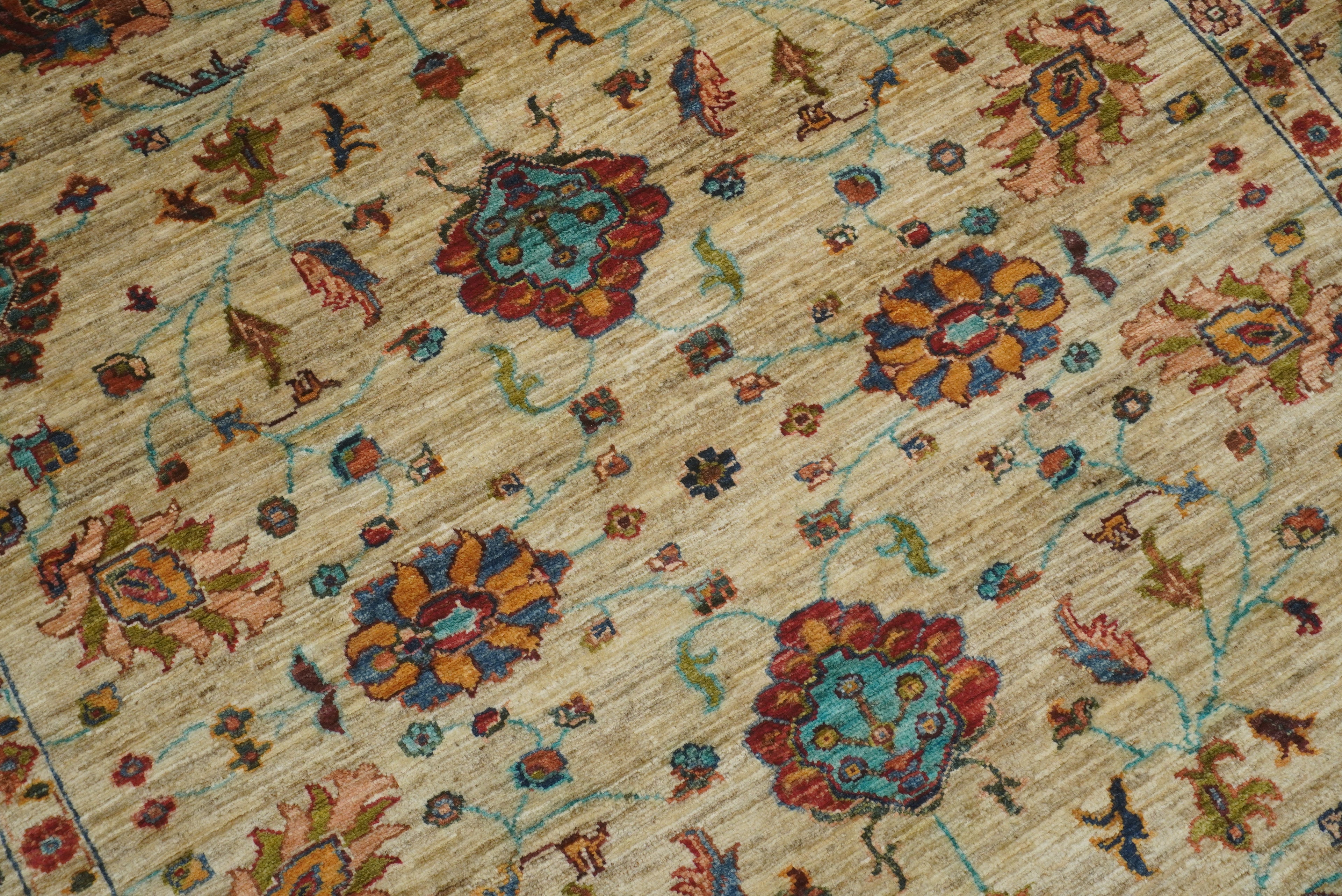 5x7 Beige Waziri Afghan Hand knotted Wool Oriental Rug - Yildiz Rugs
