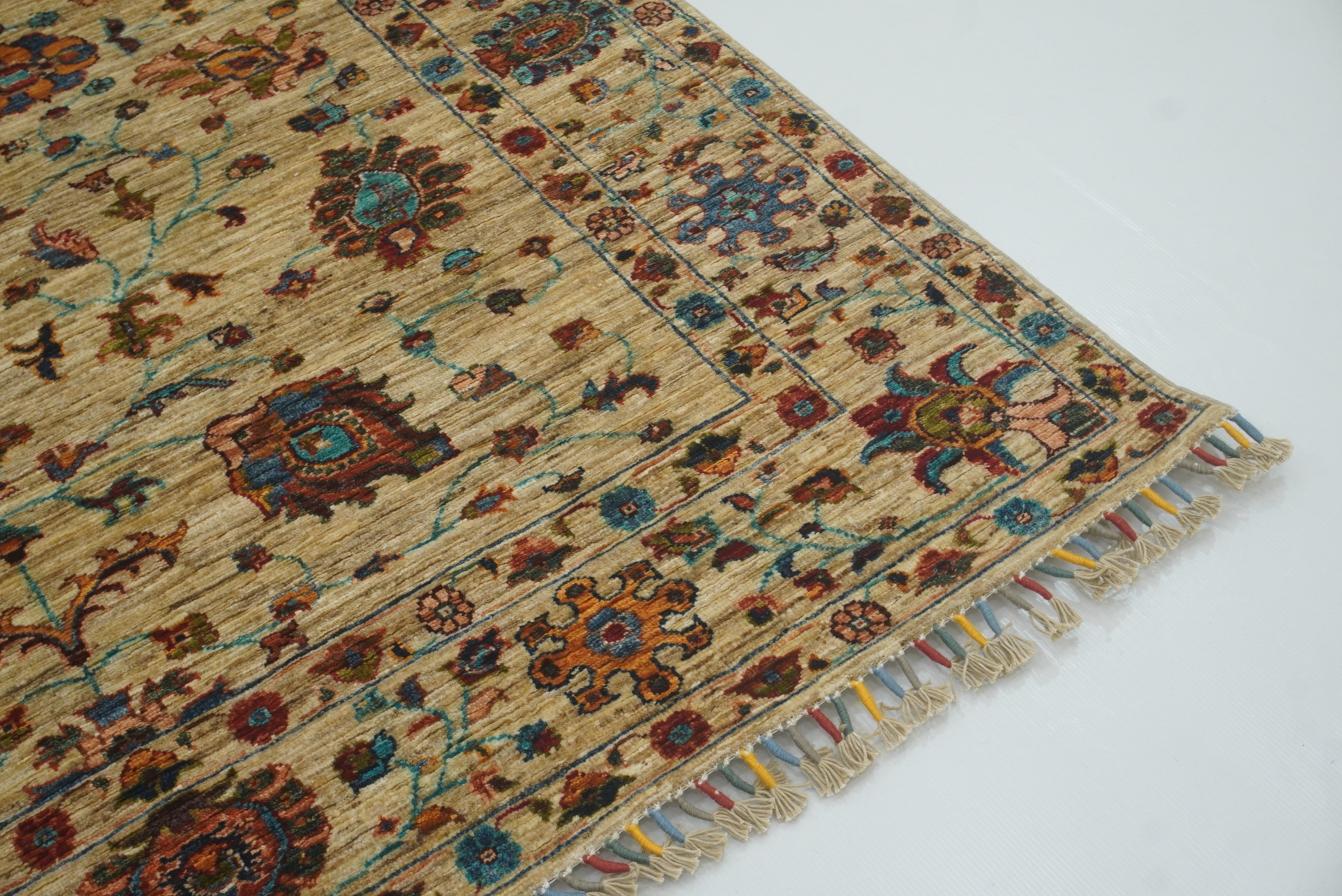5x7 Beige Waziri Afghan Hand knotted Wool Oriental Rug - Yildiz Rugs