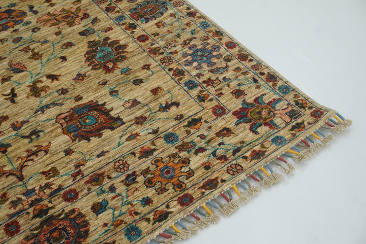5x7 Beige Waziri Afghan Hand knotted Wool Oriental Rug - Yildiz Rugs