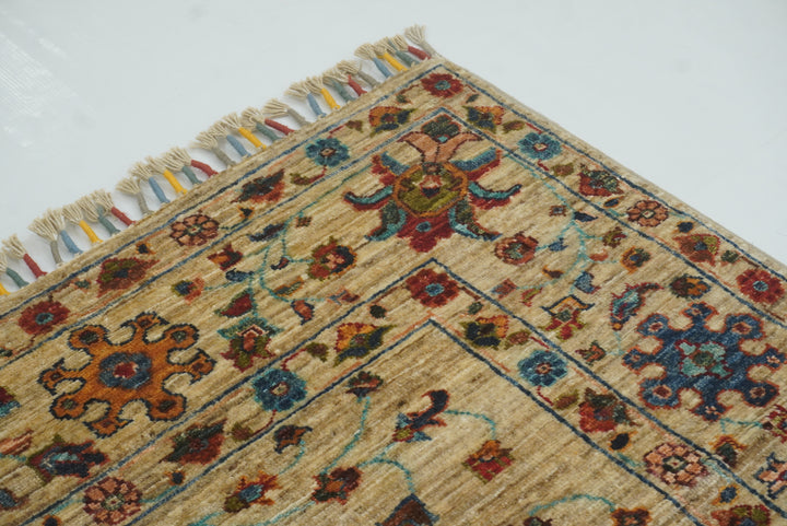 5x7 Beige Waziri Afghan Hand knotted Wool Oriental Rug - Yildiz Rugs