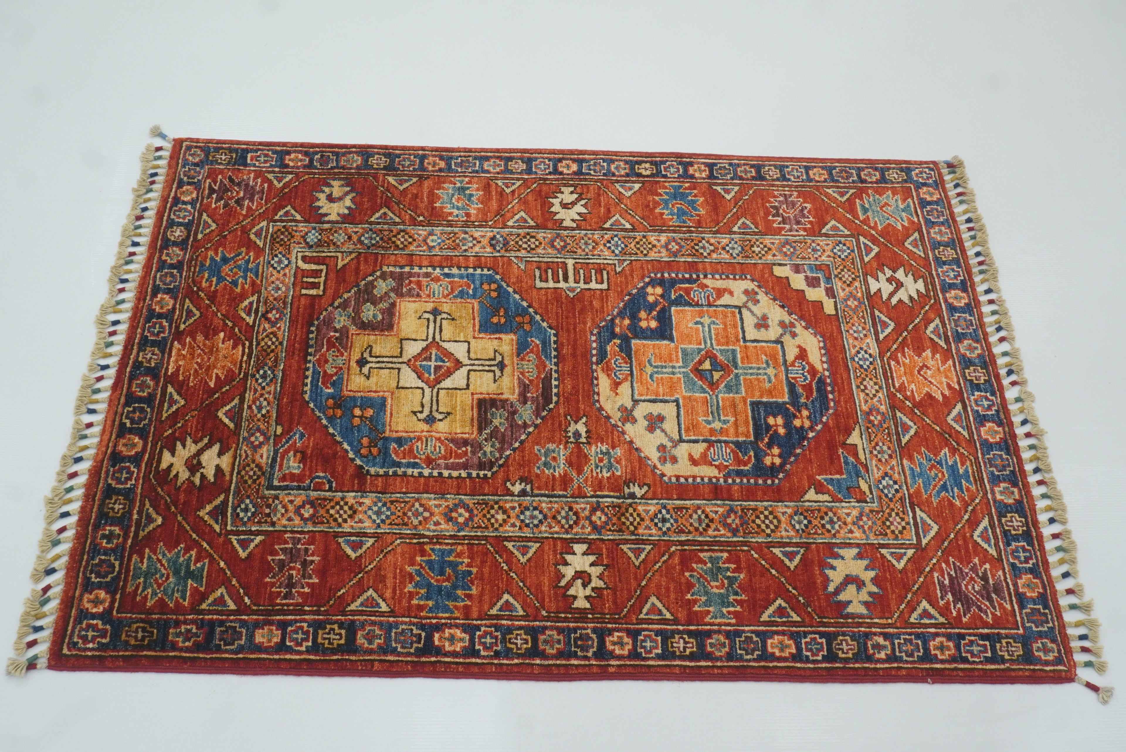 3x4 Red Ersari Hand Knotted Afghan Wool Oriental Rug - Yildiz Rugs