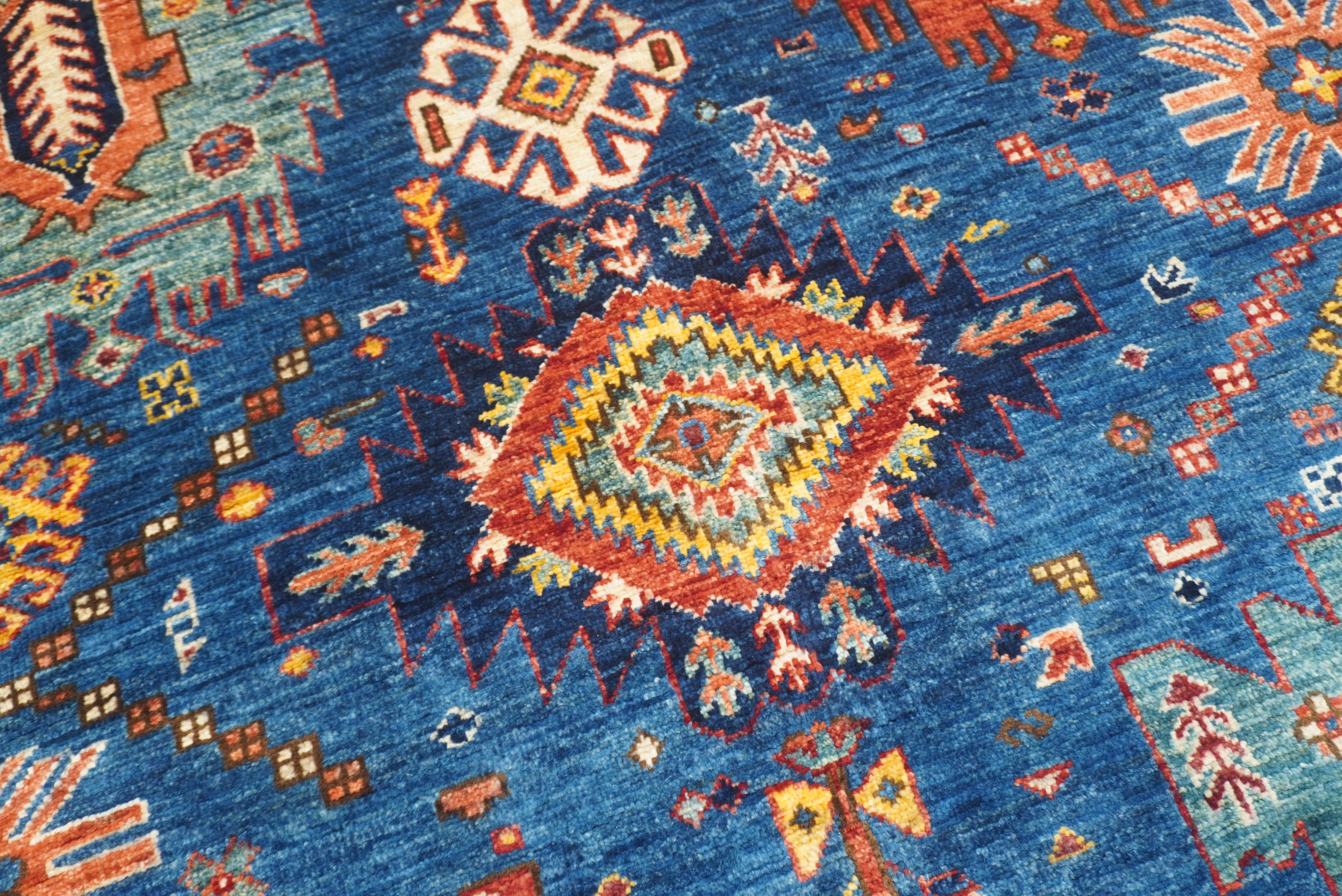 5x7 Navy Blue Baluch Afghan Hand-Knotted Wool Oriental Rug - Yildiz Rugs