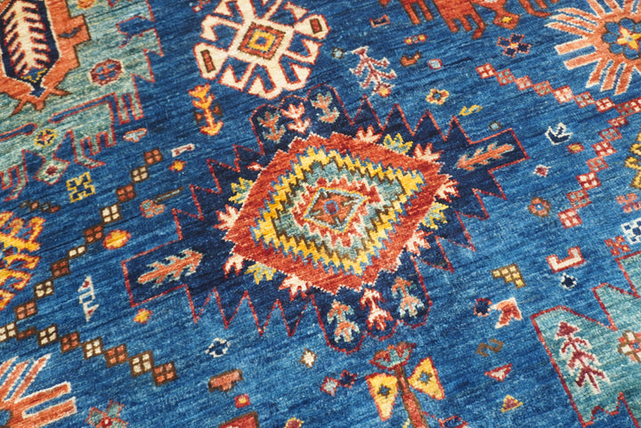 5x7 Navy Blue Baluch Afghan Hand-Knotted Wool Oriental Rug - Yildiz Rugs