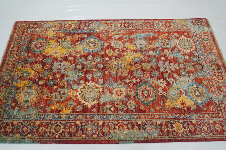 4x7 Red Modern Bidjar Hand knotted Wool Oriental Rug - Yildiz Rugs