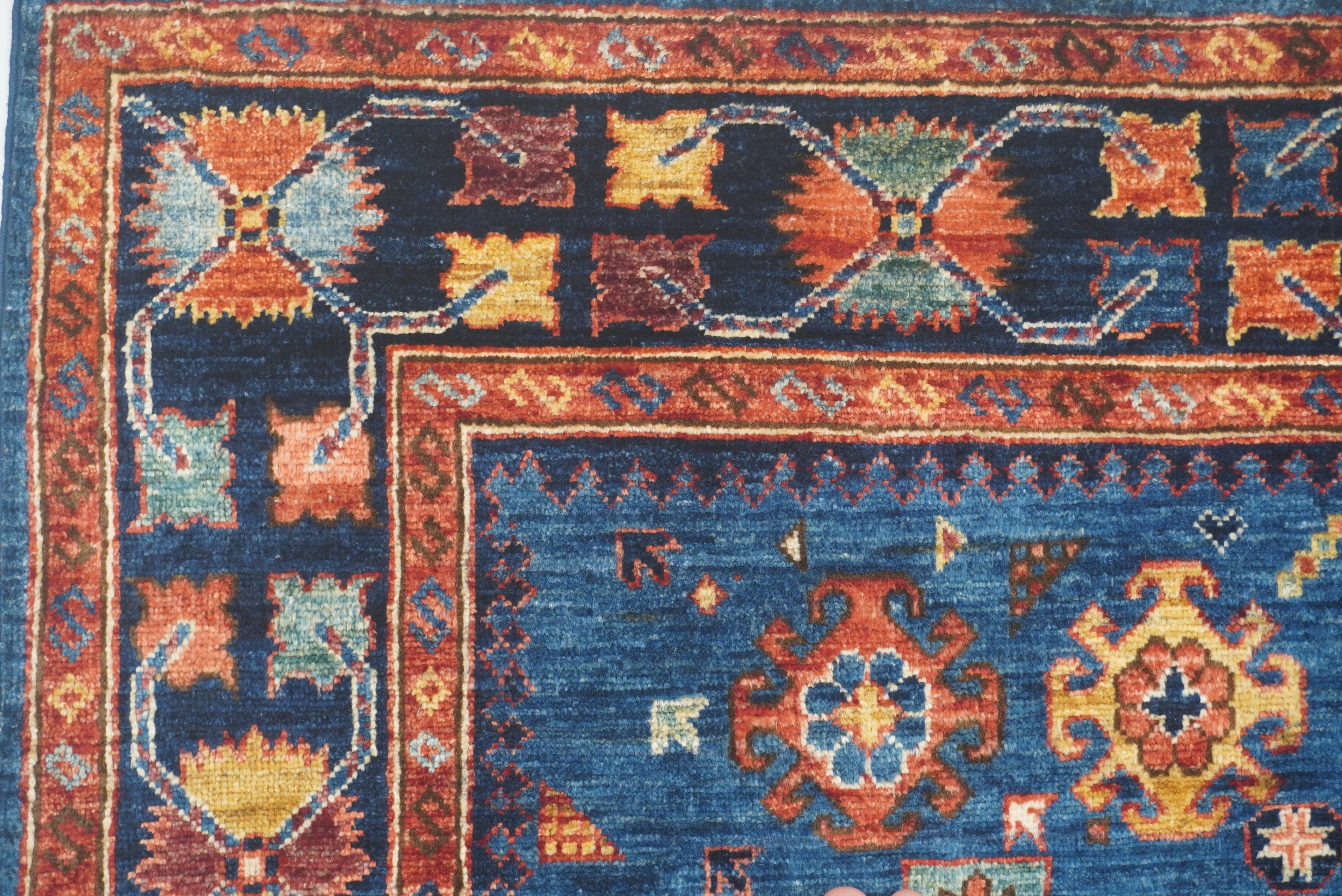 5x7 Navy Blue Baluch Afghan Hand-Knotted Wool Oriental Rug - Yildiz Rugs