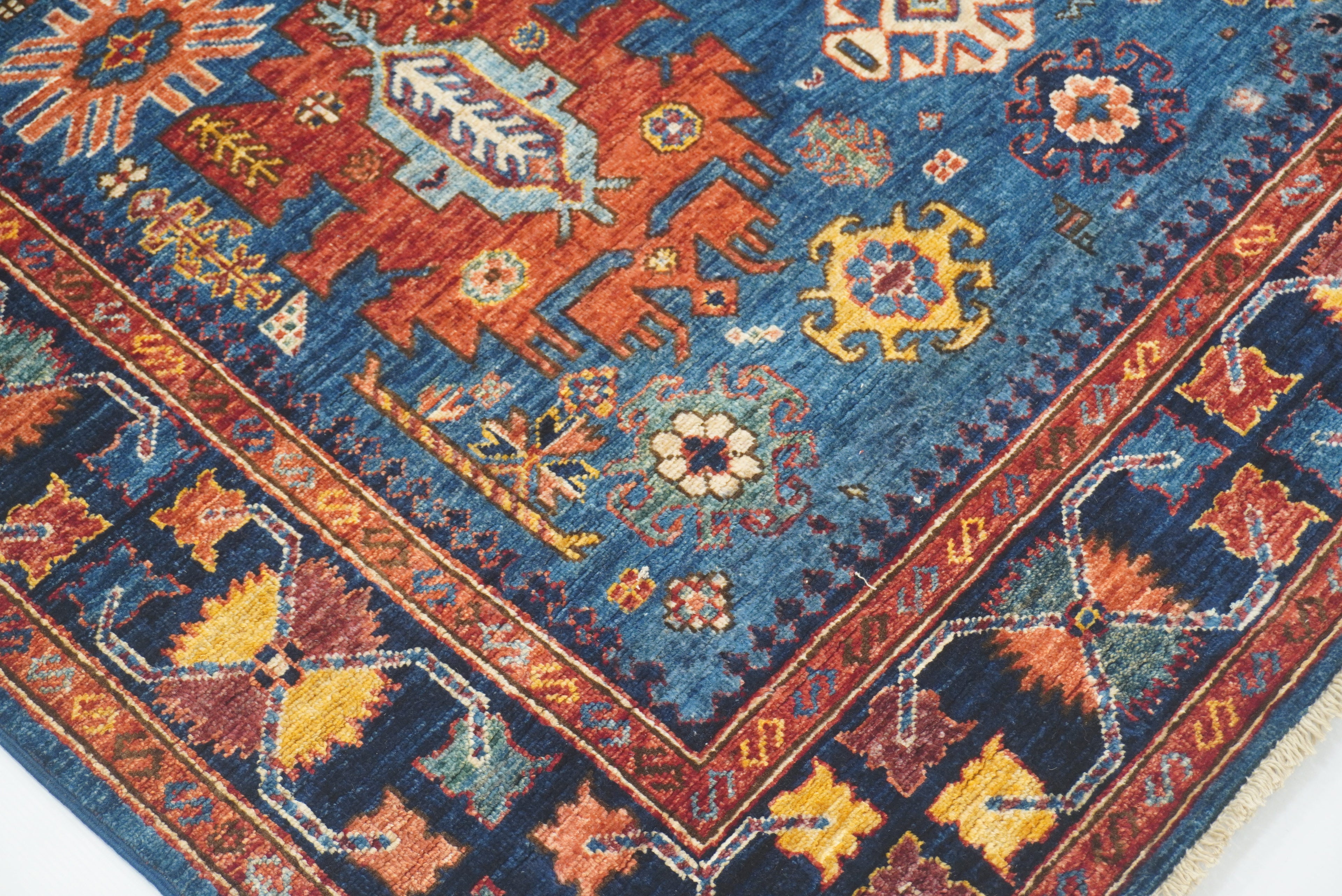 5x7 Navy Blue Baluch Afghan Hand-Knotted Wool Oriental Rug - Yildiz Rugs