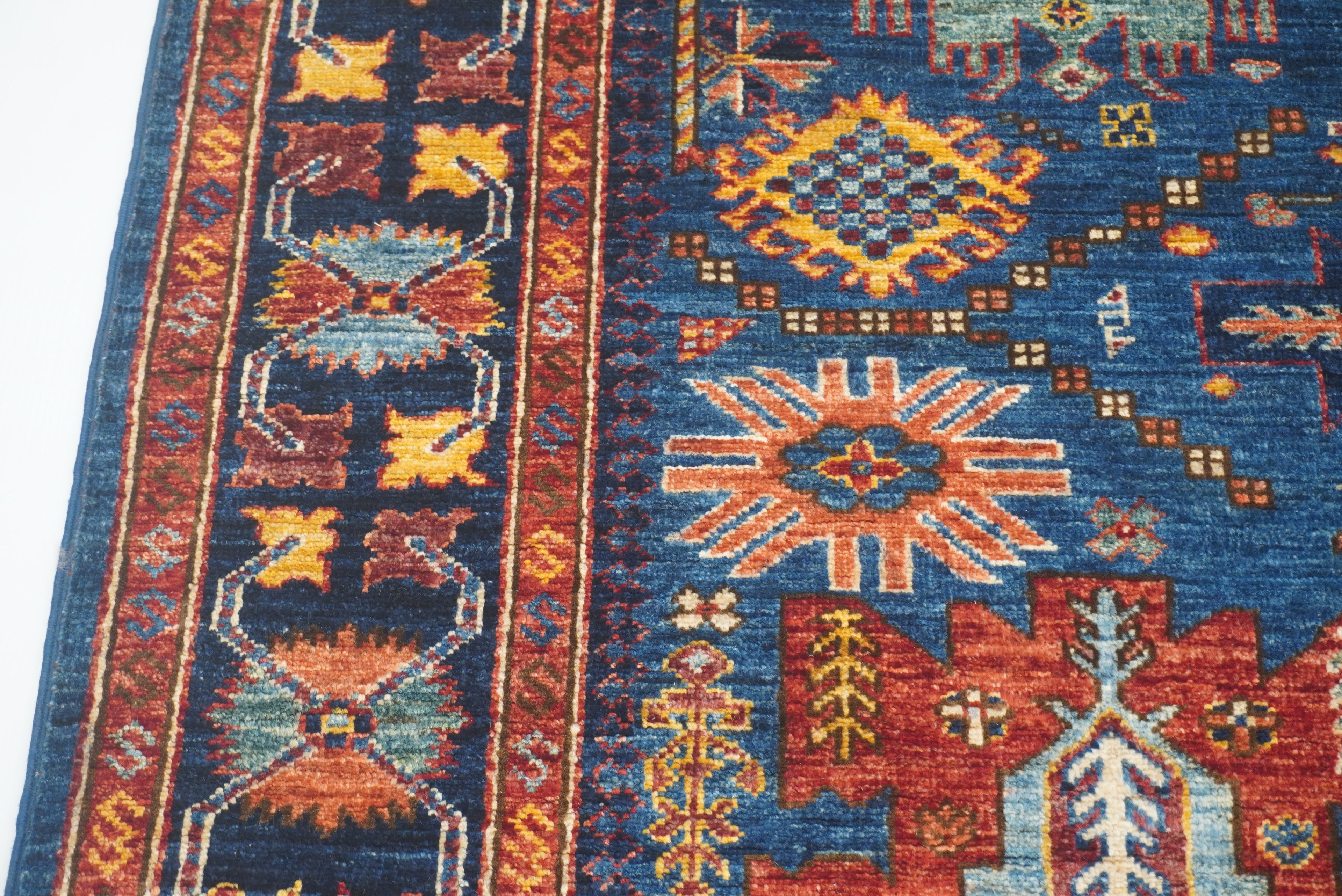 5x7 Navy Blue Baluch Afghan Hand-Knotted Wool Oriental Rug - Yildiz Rugs