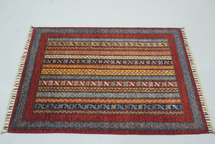 3x4 Red Turkish Style Hand knotted Wool Rug - Yildiz Rugs