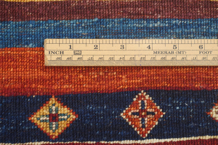 3'3x3'6 Tribal Multicolor Afghan Hand knotted Square Rug