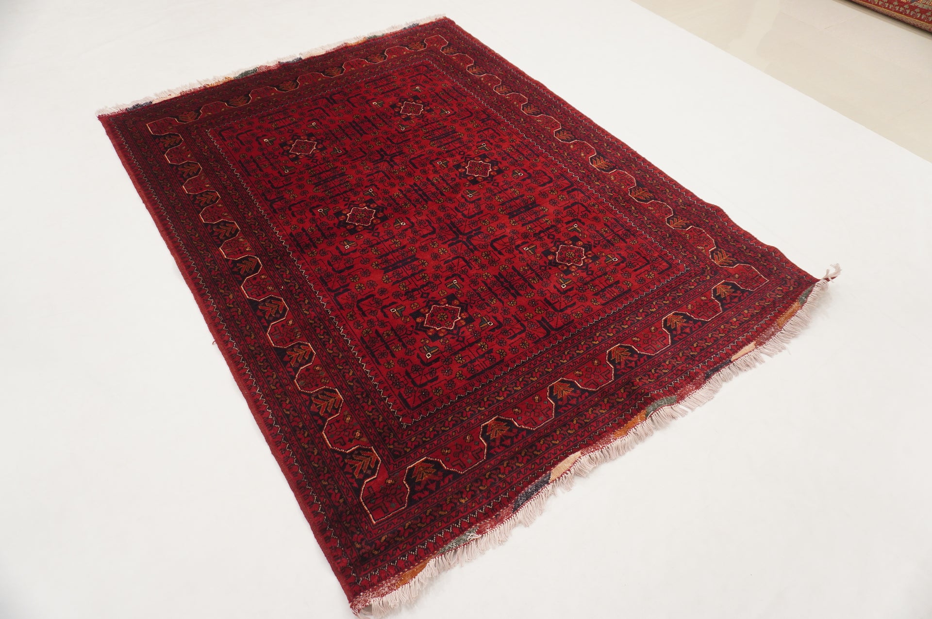 5x7 Red Afghan Khal Mohammadi hand knotted Rug