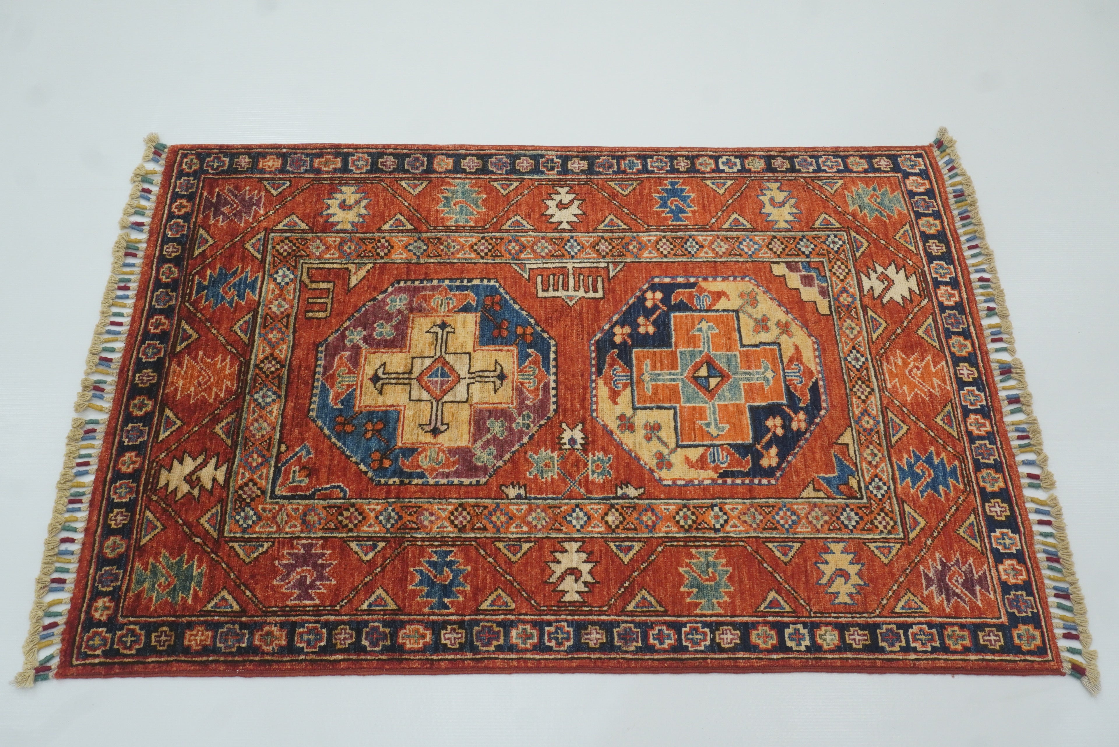 3x4 Red Ersari Hand Knotted Afghan Wool Oriental Rug - Yildiz Rugs