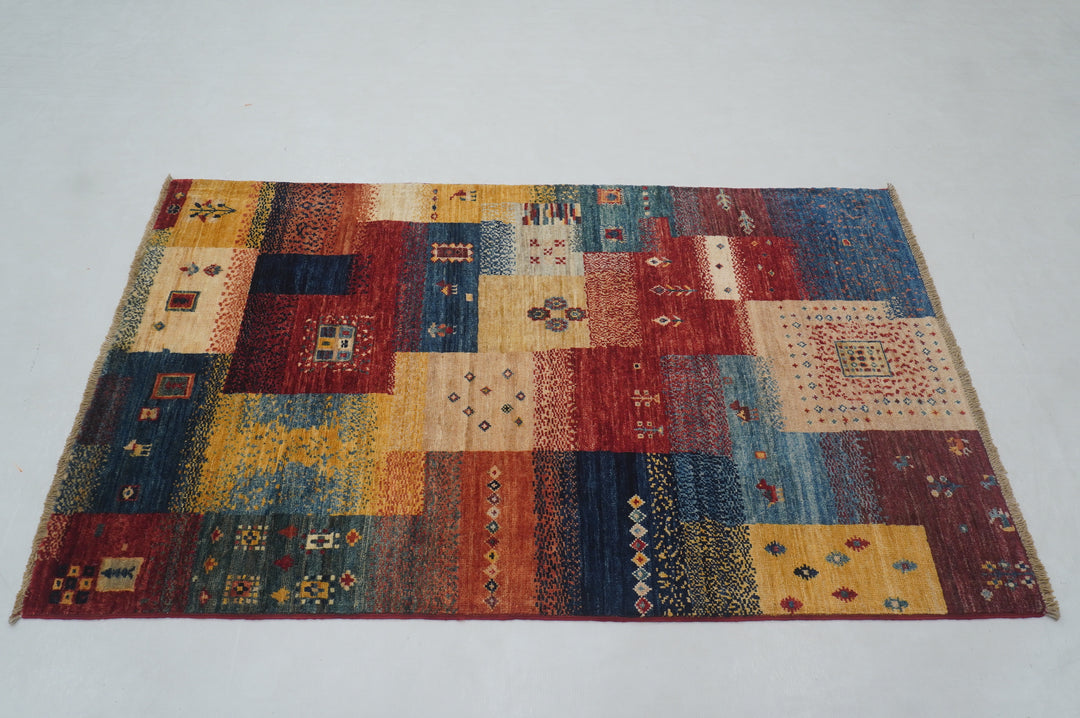 3x5 Red Tribal Gabbeh Nomadic Afghan Hand knotted Rug