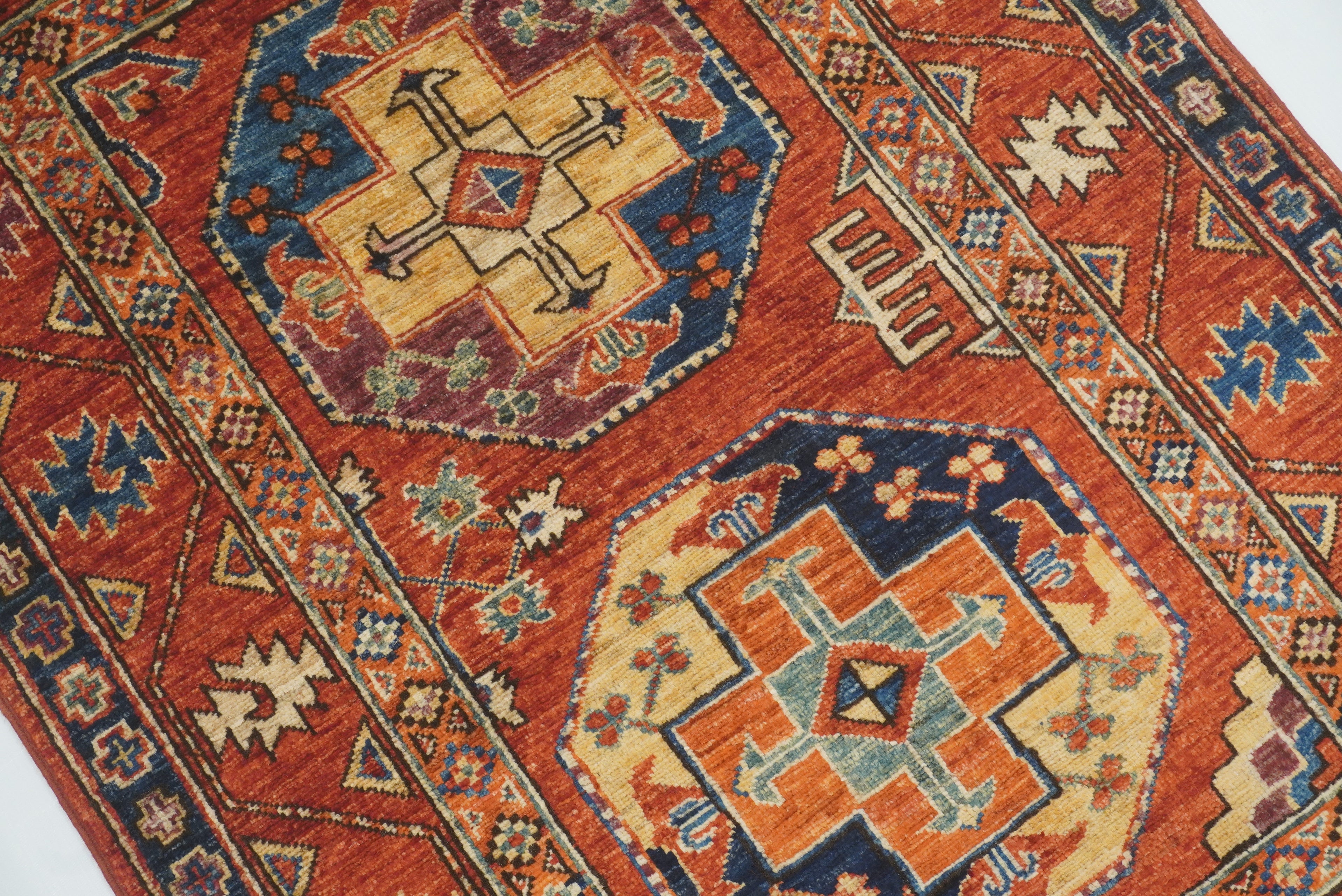 3x4 Red Ersari Hand Knotted Afghan Wool Oriental Rug - Yildiz Rugs