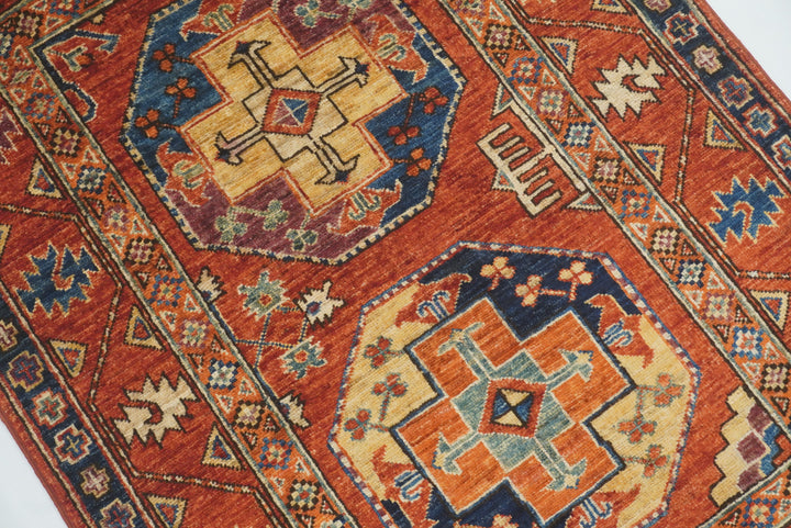 3x4 Red Ersari Hand Knotted Afghan Wool Oriental Rug - Yildiz Rugs