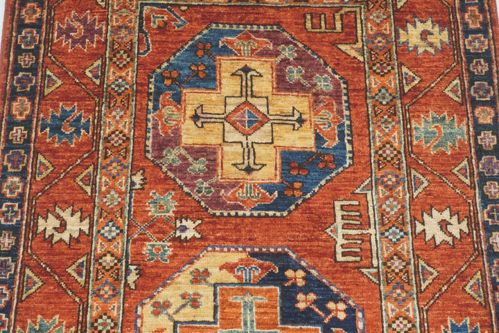 3x4 Red Ersari Hand Knotted Afghan Wool Oriental Rug - Yildiz Rugs