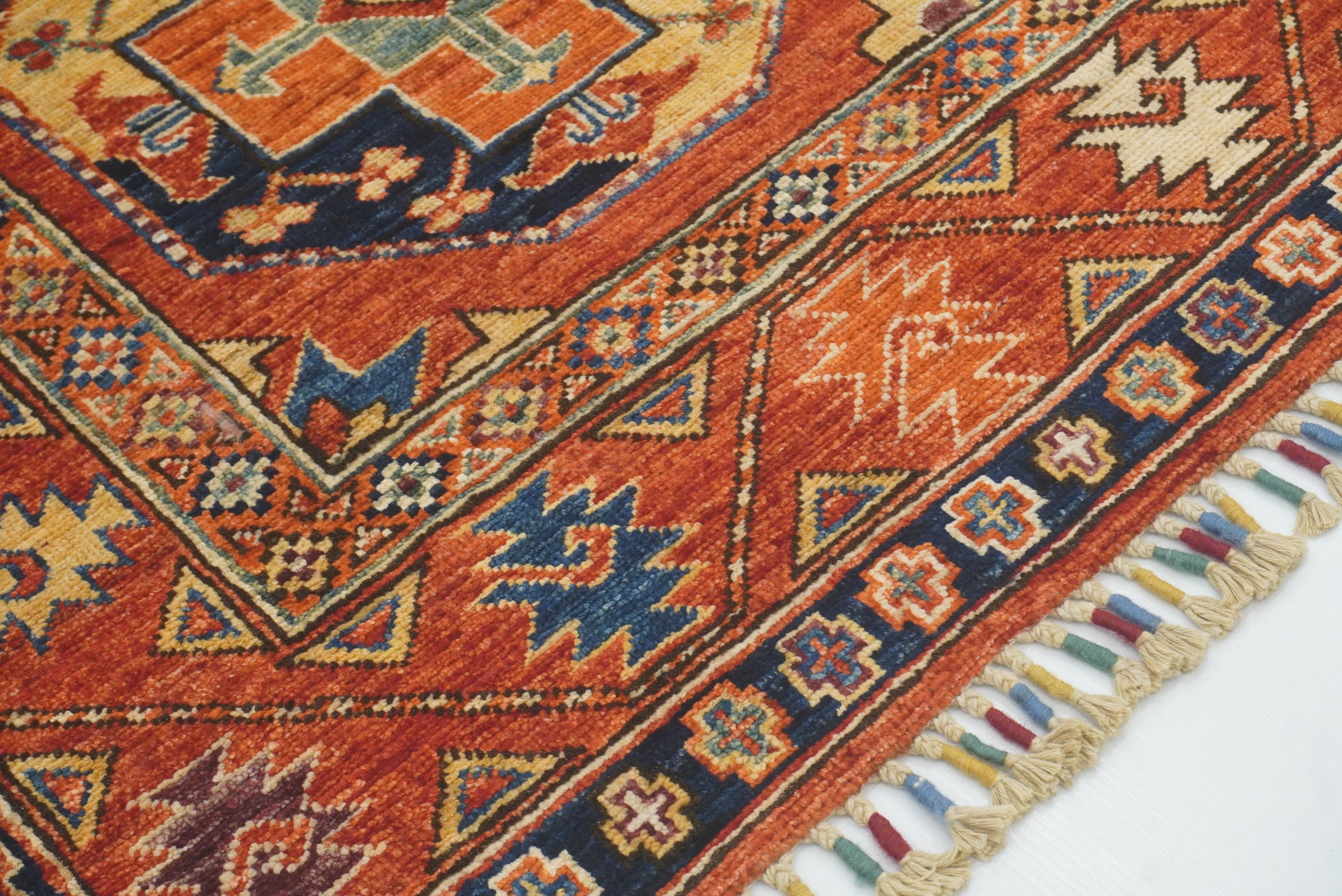 3x4 Red Ersari Hand Knotted Afghan Wool Oriental Rug - Yildiz Rugs