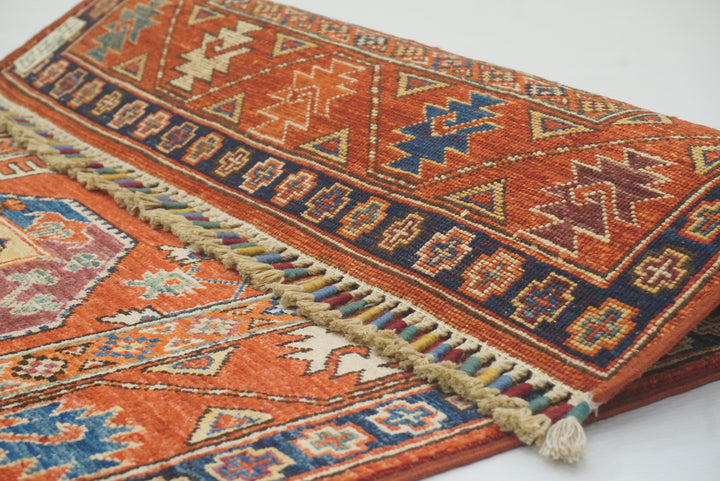3x4 Red Ersari Hand Knotted Afghan Wool Oriental Rug - Yildiz Rugs