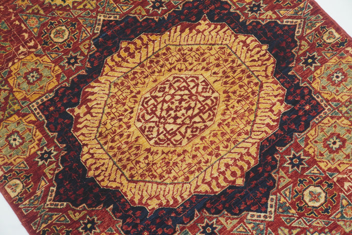 3x4 Red Mamluk Hand-Knotted Wool Rug - Yildiz Rugs