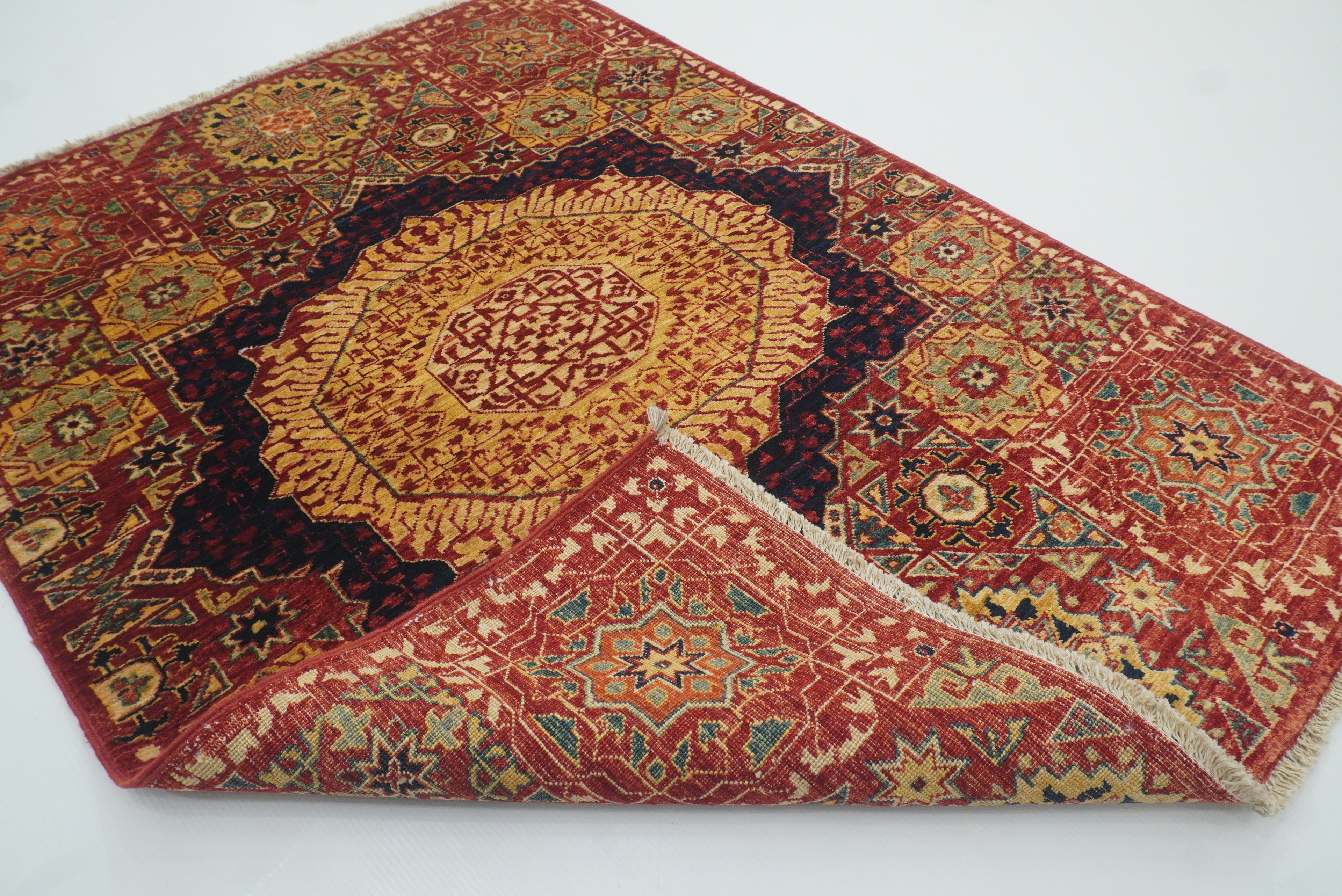 3x4 Red Mamluk Hand-Knotted Wool Rug - Yildiz Rugs