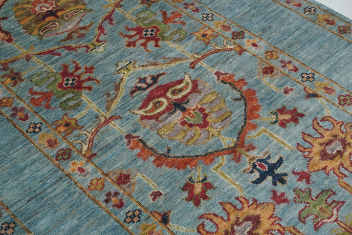 3 x 8 ft Blue Waziri Afghan Hand knotted Runner Rug