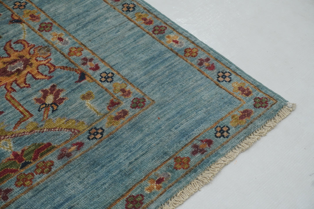 3 x 8 ft Blue Waziri Afghan Hand knotted Runner Rug