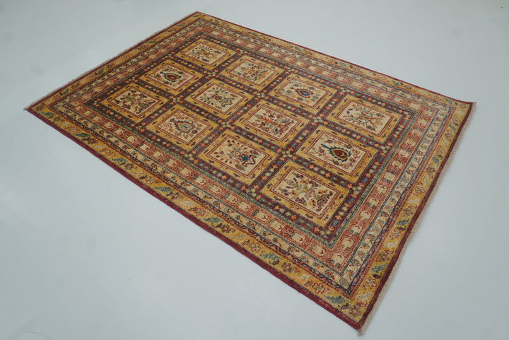 5x7 Beige Bakhtiar Afghan Hand-Knotted Oriental Rug - Yildiz Rugs