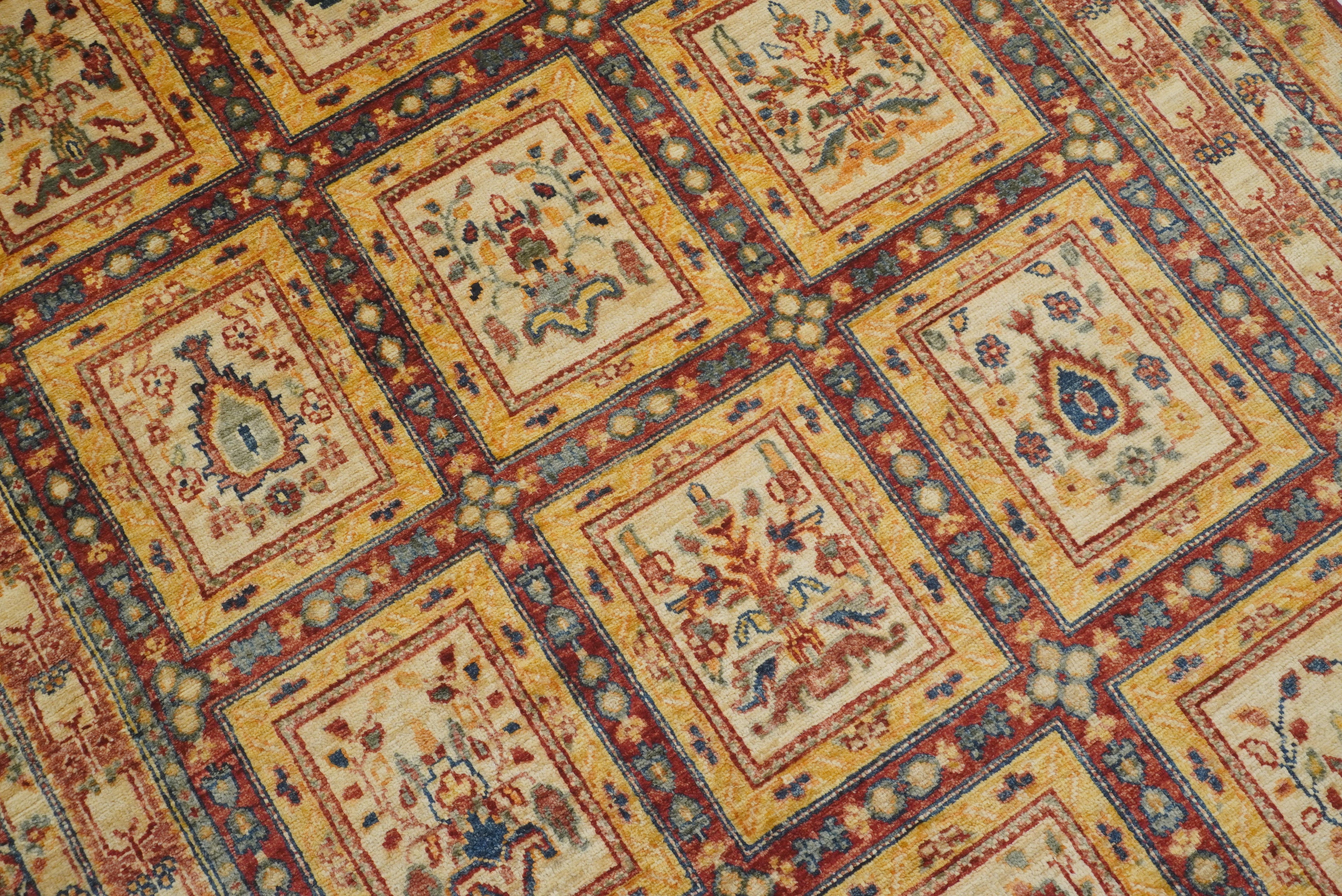 5x7 Beige Bakhtiar Afghan Hand-Knotted Oriental Rug - Yildiz Rugs