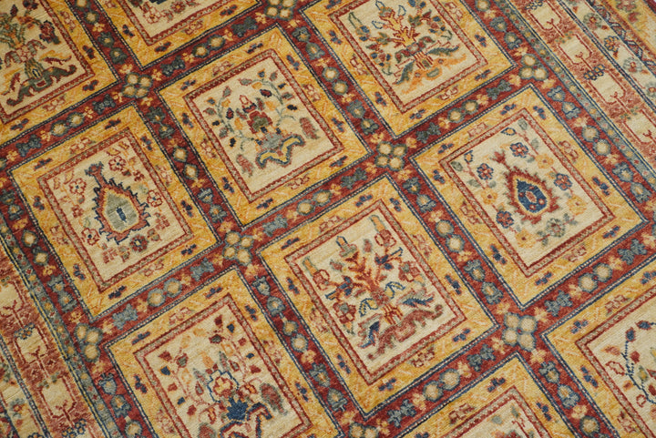5x7 Beige Bakhtiar Afghan Hand-Knotted Oriental Rug - Yildiz Rugs