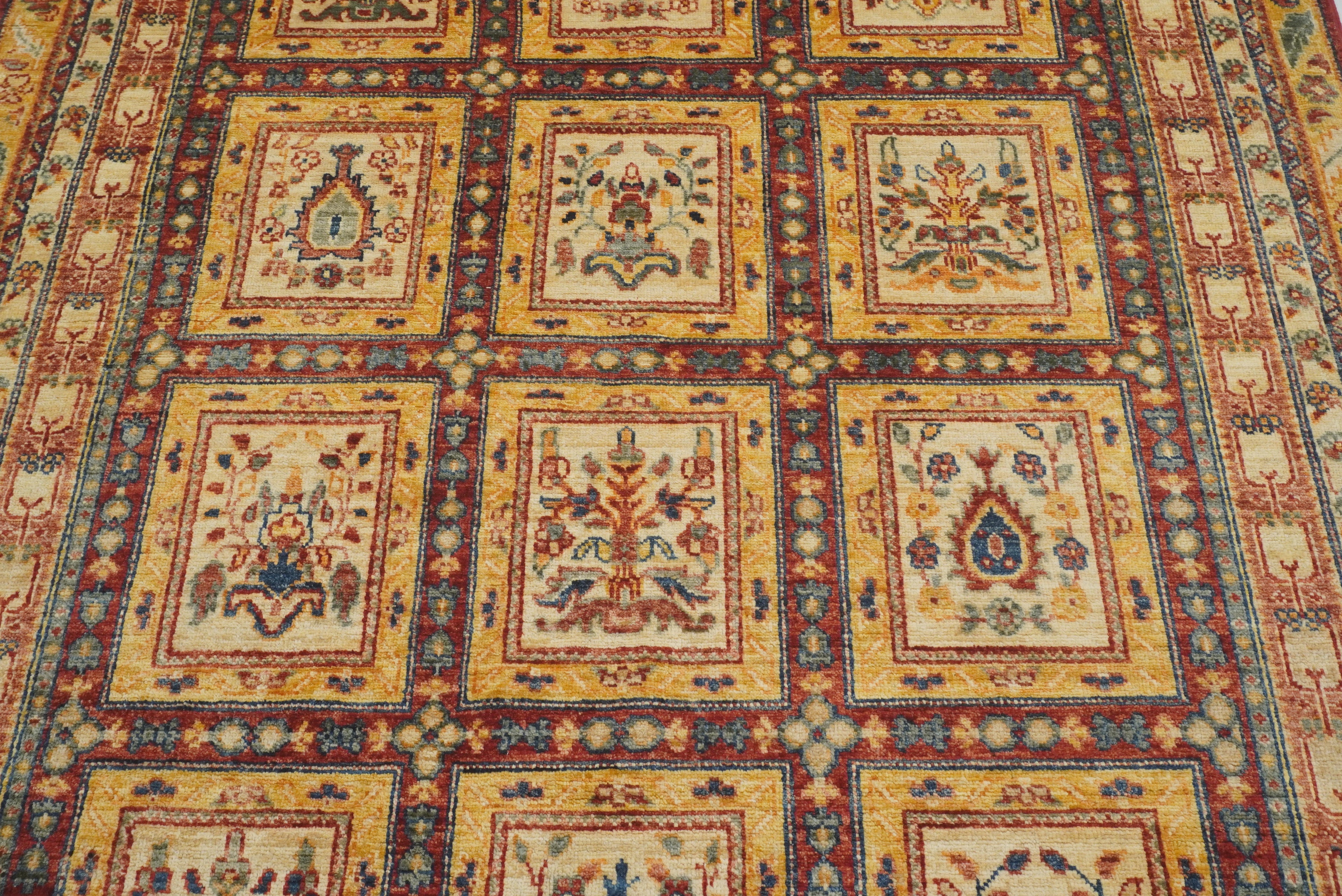 5x7 Beige Bakhtiar Afghan Hand-Knotted Oriental Rug - Yildiz Rugs