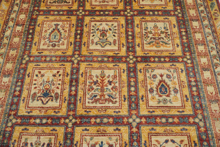 5x7 Beige Bakhtiar Afghan Hand-Knotted Oriental Rug - Yildiz Rugs