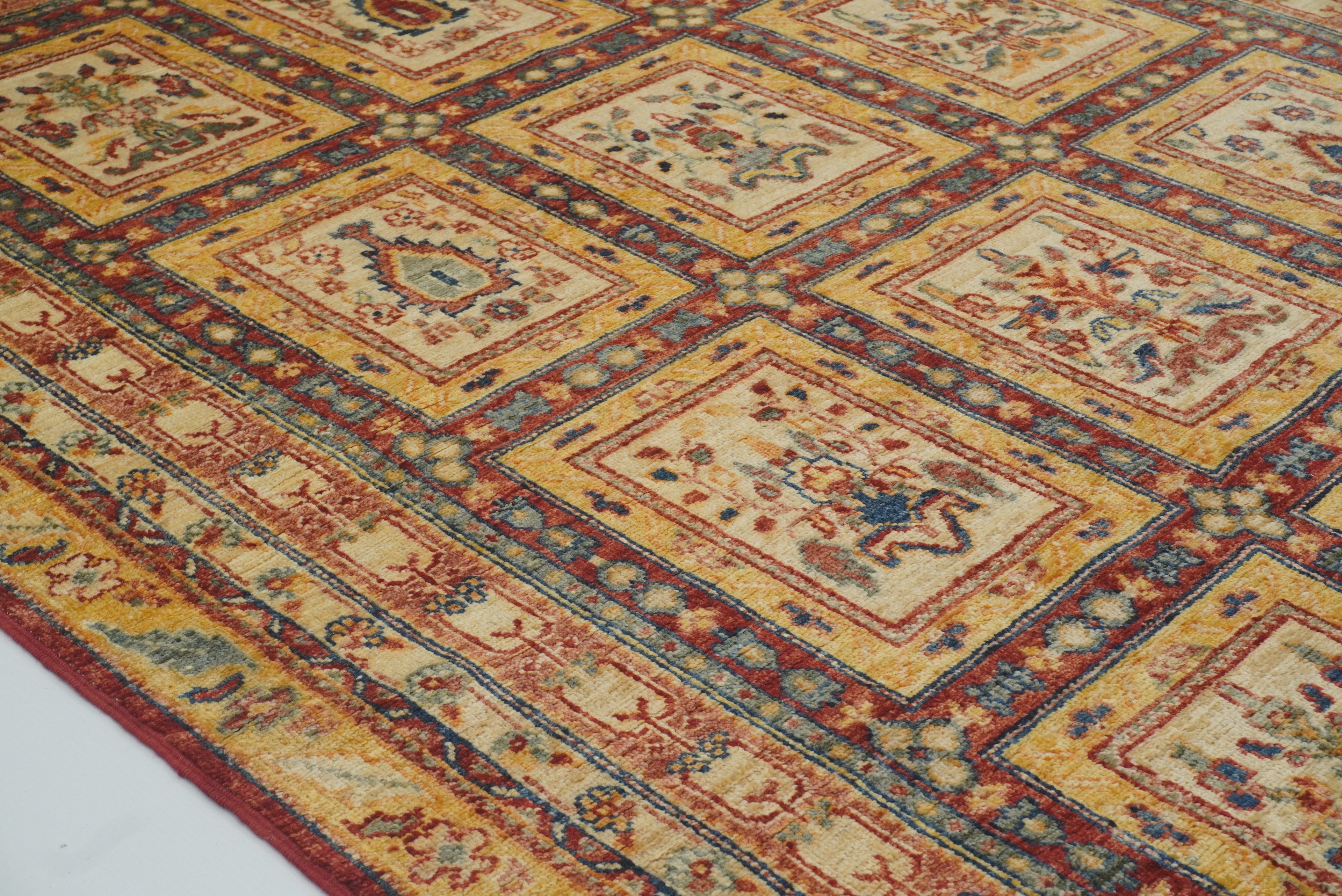 5x7 Beige Bakhtiar Afghan Hand-Knotted Oriental Rug - Yildiz Rugs