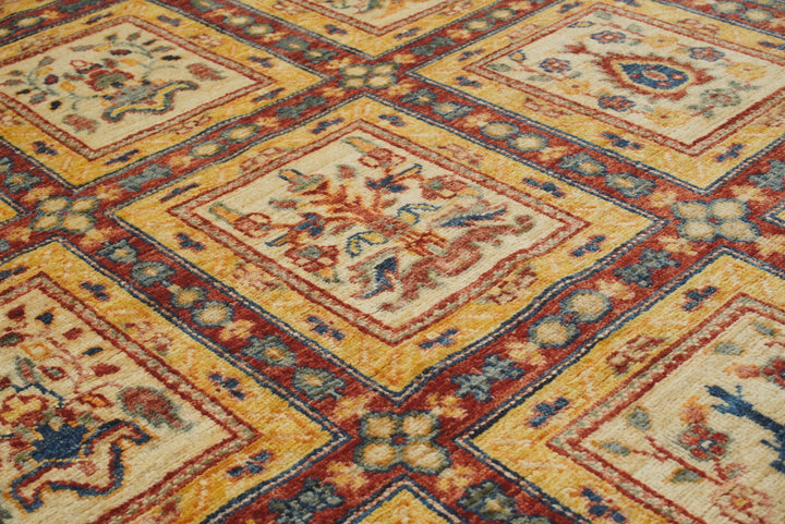 5x7 Beige Bakhtiar Afghan Hand-Knotted Oriental Rug - Yildiz Rugs
