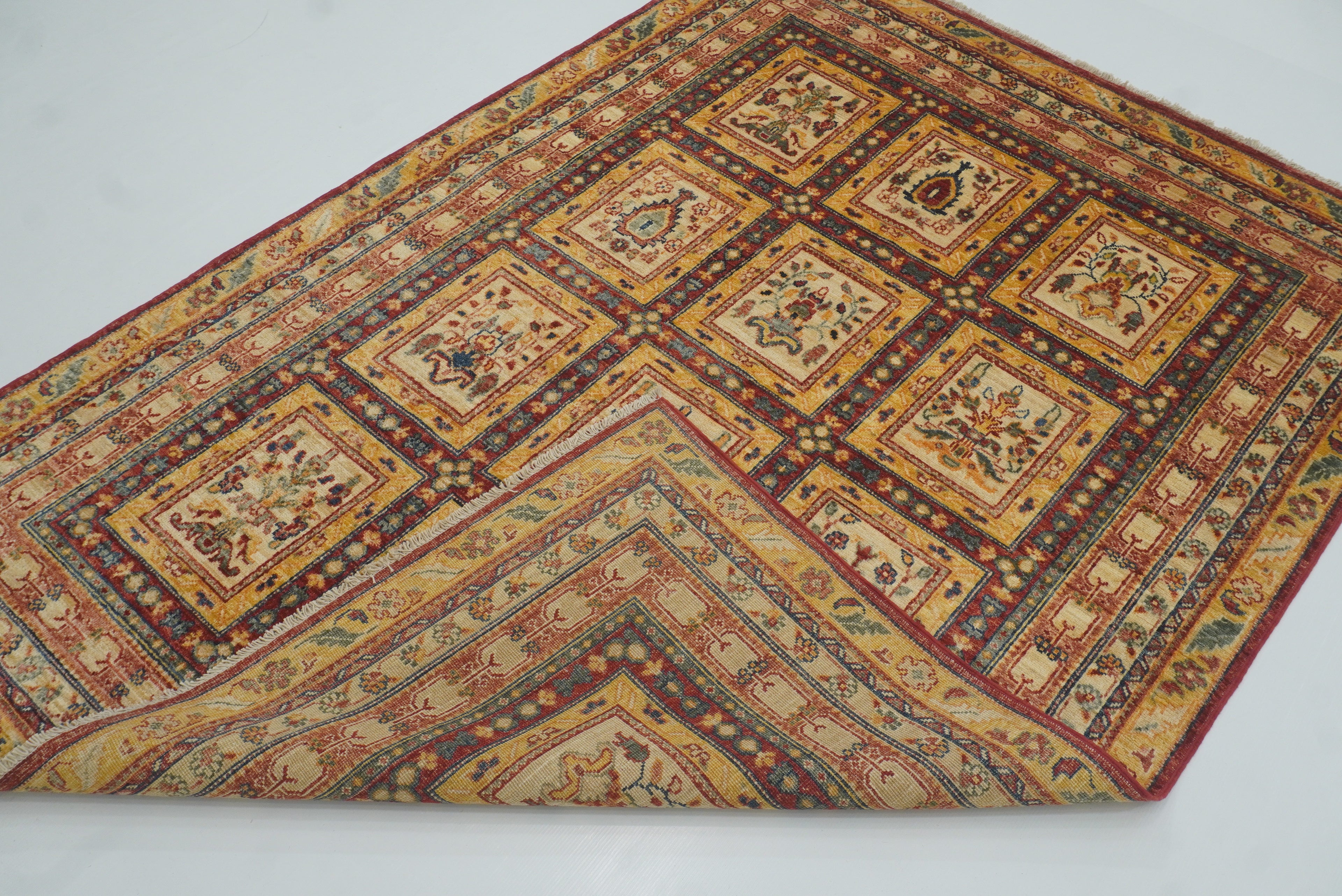 5x7 Beige Bakhtiar Afghan Hand-Knotted Oriental Rug - Yildiz Rugs