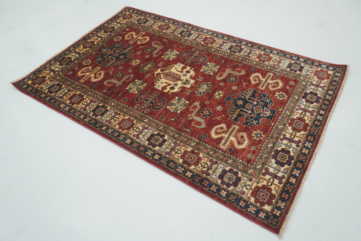 4x6 Red Kazak Hand Knotted Afghan Oriental Rug - Yildiz Rugs