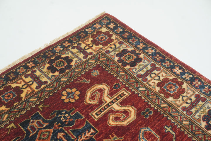 4x6 Red Kazak Hand Knotted Afghan Oriental Rug - Yildiz Rugs