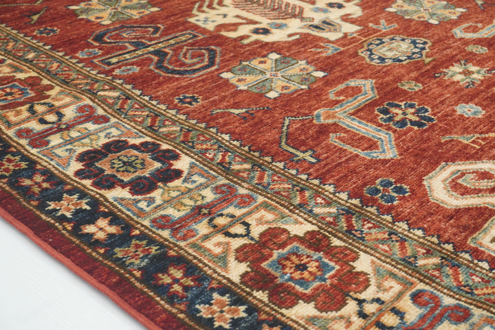 4x6 Red Kazak Hand Knotted Afghan Oriental Rug - Yildiz Rugs