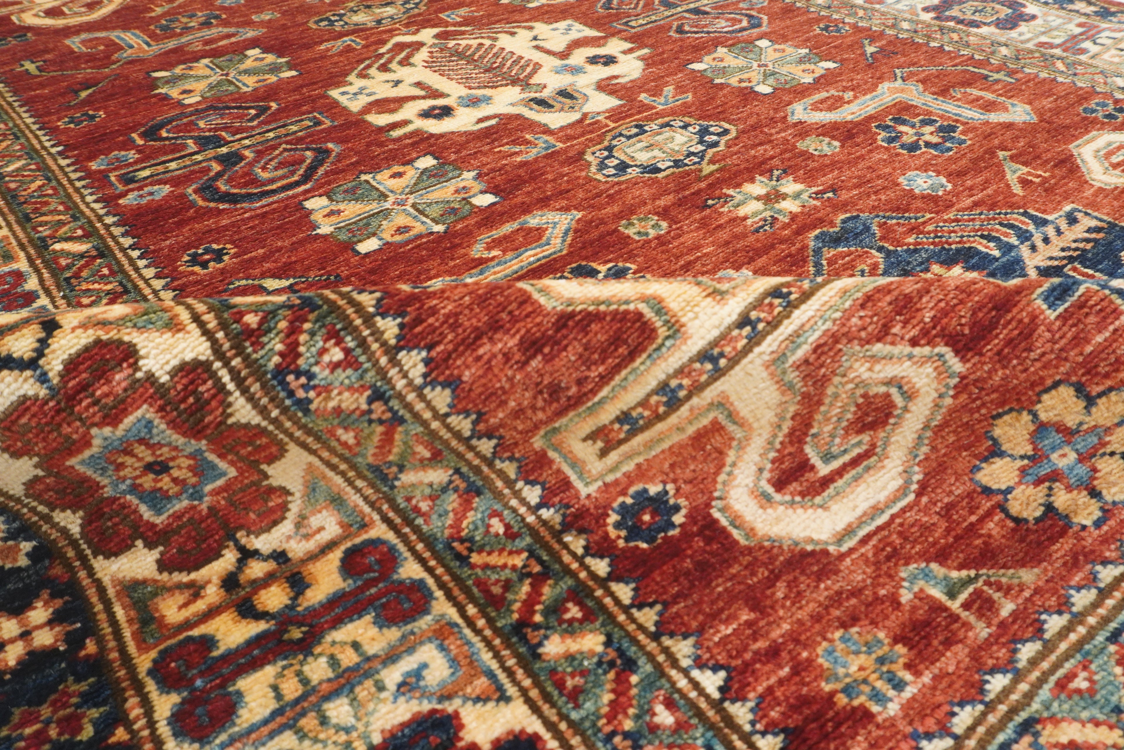 4x6 Red Kazak Hand Knotted Afghan Oriental Rug - Yildiz Rugs