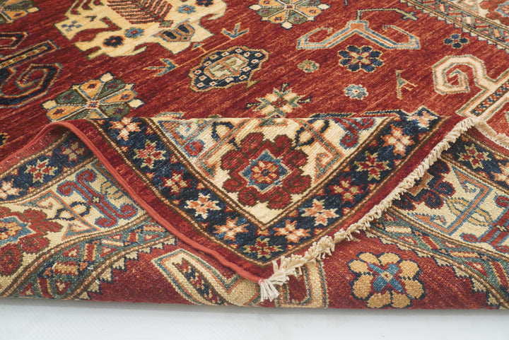 4x6 Red Kazak Hand Knotted Afghan Oriental Rug - Yildiz Rugs