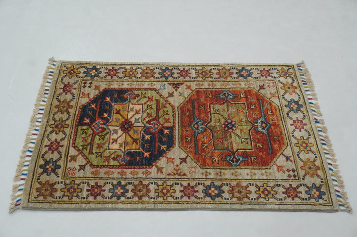 2x3 Gray Ersari Afghan Hand knotted Rug