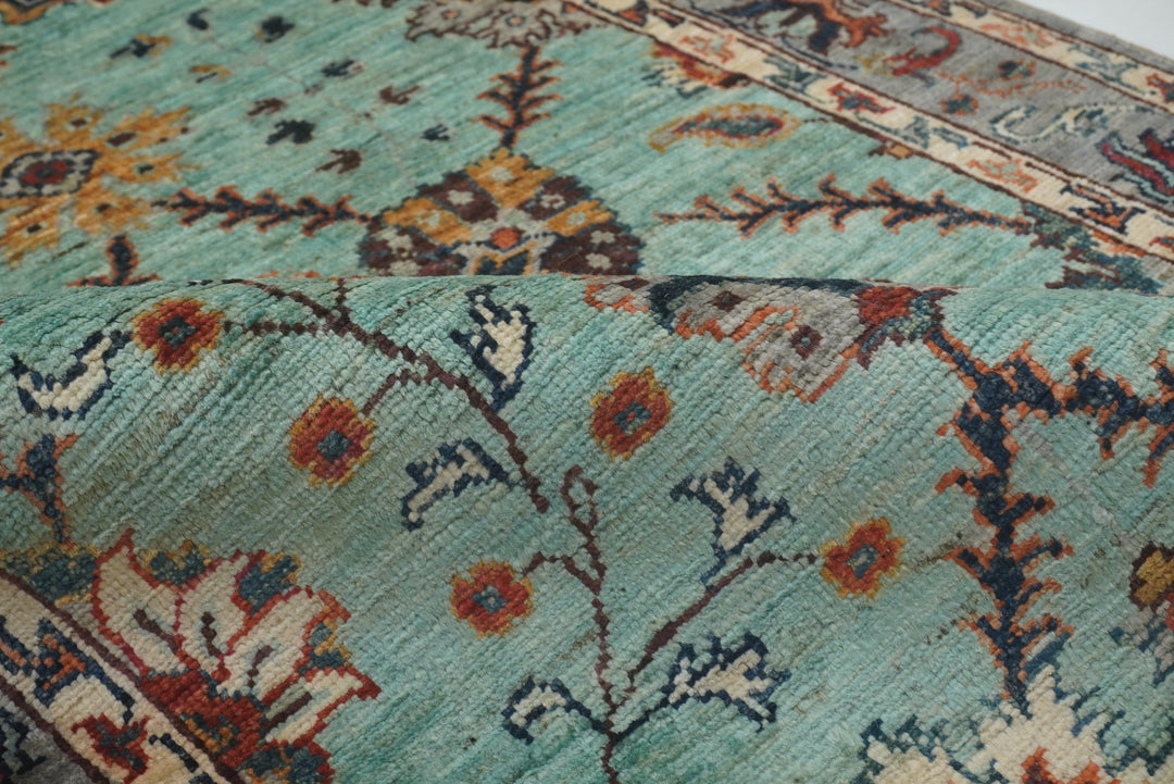 10 ft Turquoise Blue Waziri Afghan Hand knotted Runner Rug