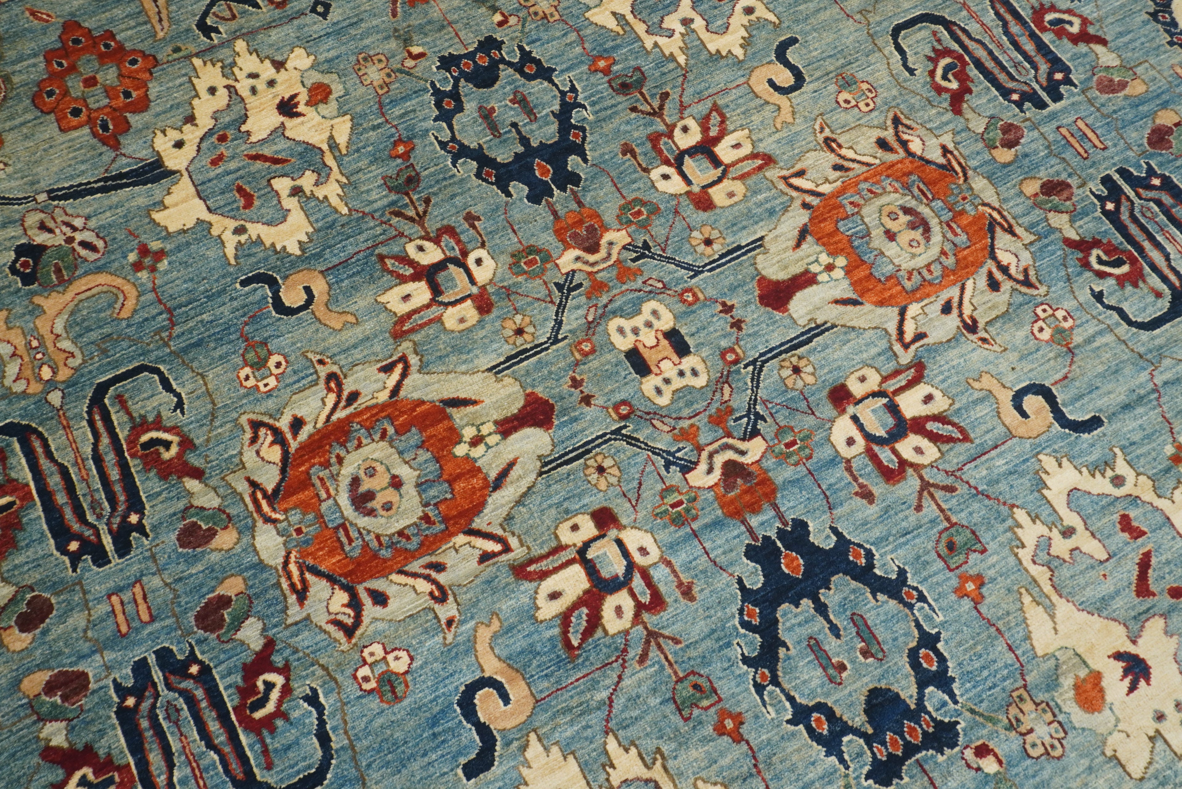 9x12 Blue Heriz Hand Knotted Afghan Wool Oriental Rug - Yildiz Rugs