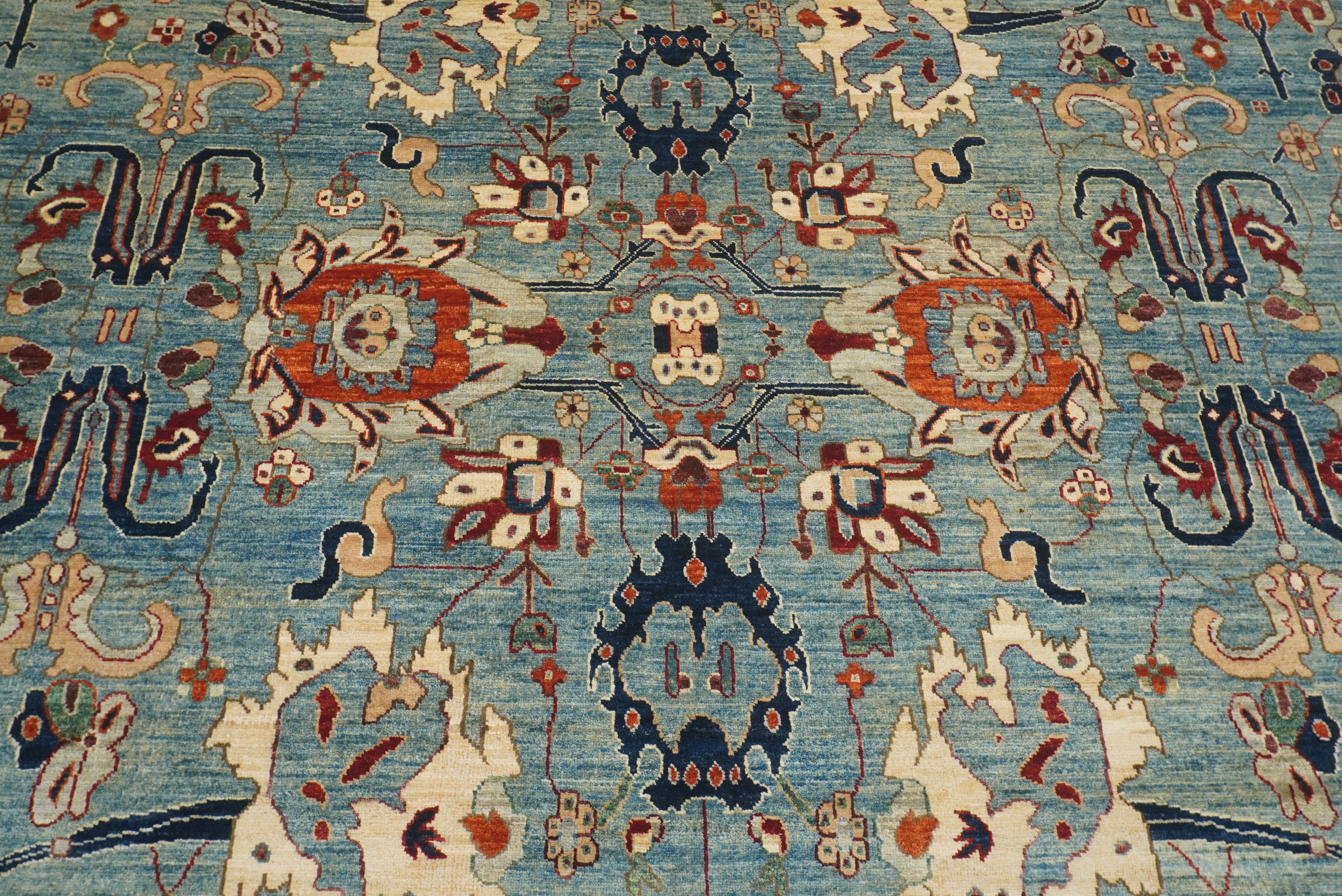 9x12 Blue Heriz Hand Knotted Afghan Wool Oriental Rug - Yildiz Rugs