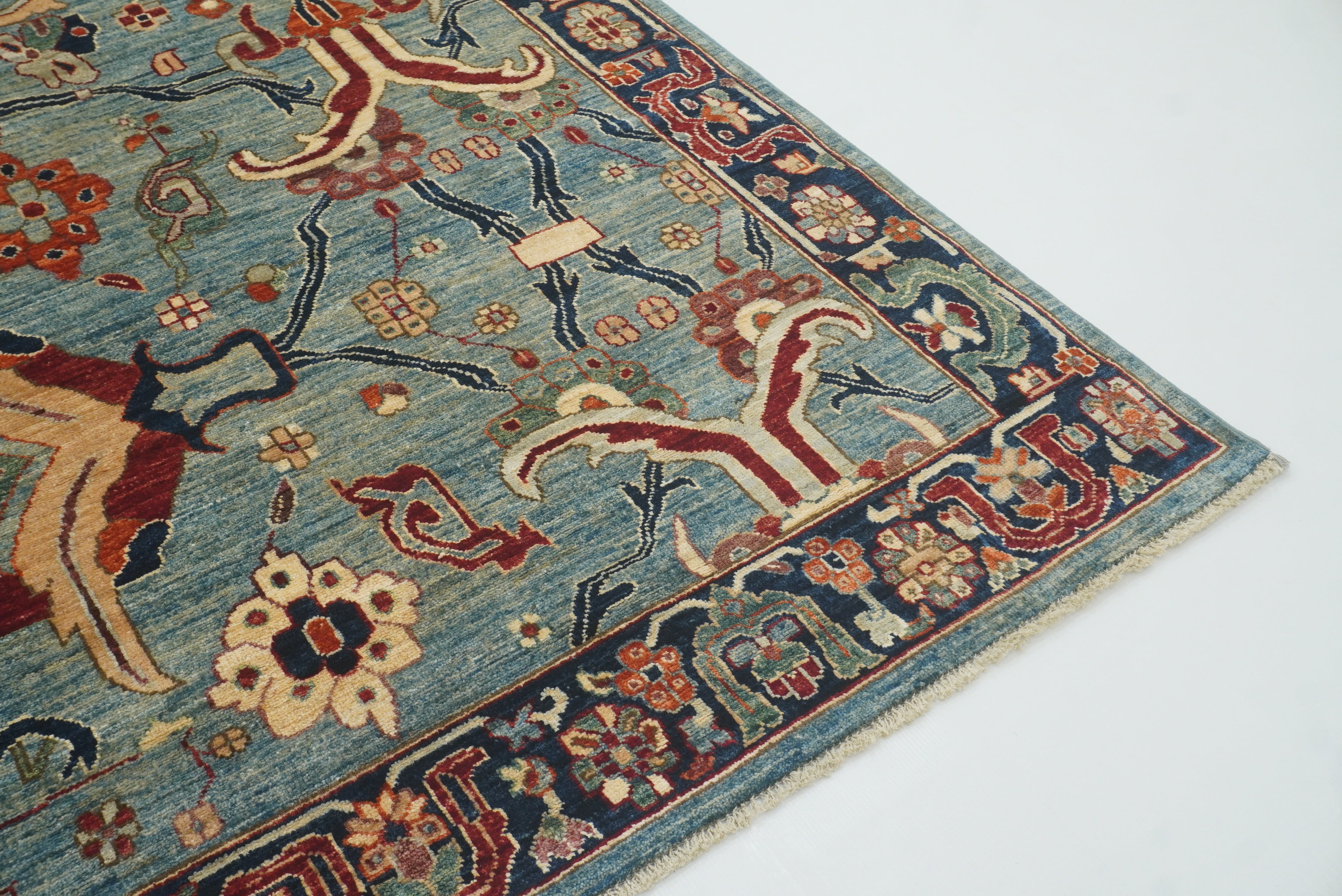 9x12 Blue Heriz Hand Knotted Afghan Wool Oriental Rug - Yildiz Rugs