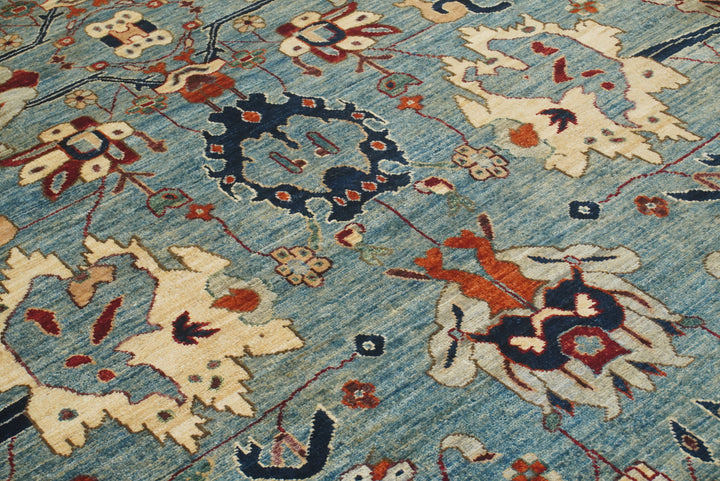 9x12 Blue Heriz Hand Knotted Afghan Wool Oriental Rug - Yildiz Rugs