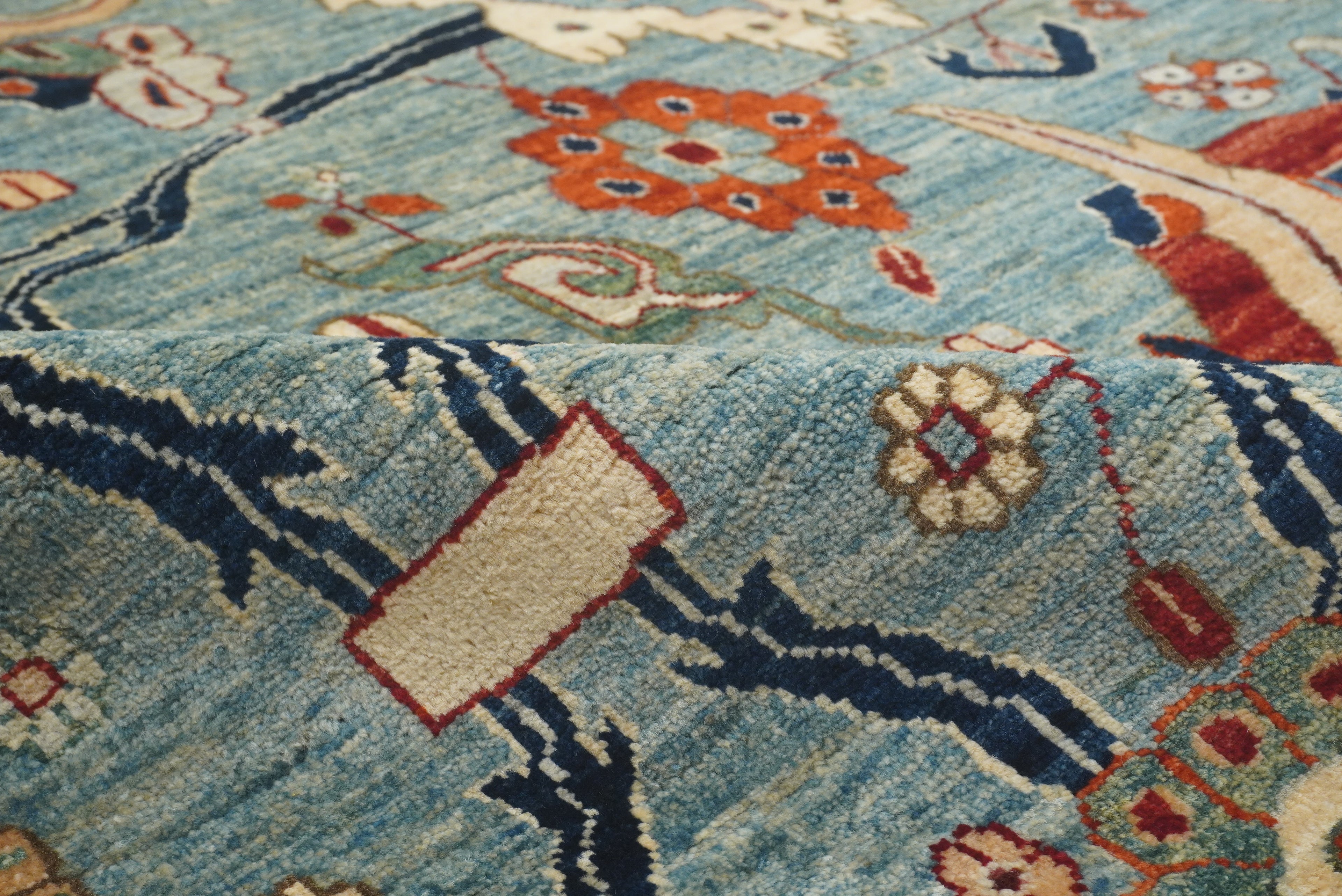 9x12 Blue Heriz Hand Knotted Afghan Wool Oriental Rug - Yildiz Rugs
