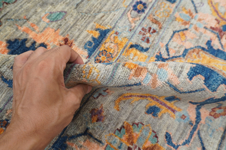 10x14 Modern Bidjar Gray Muted Colors Burst Afghan Hand knotted Rug