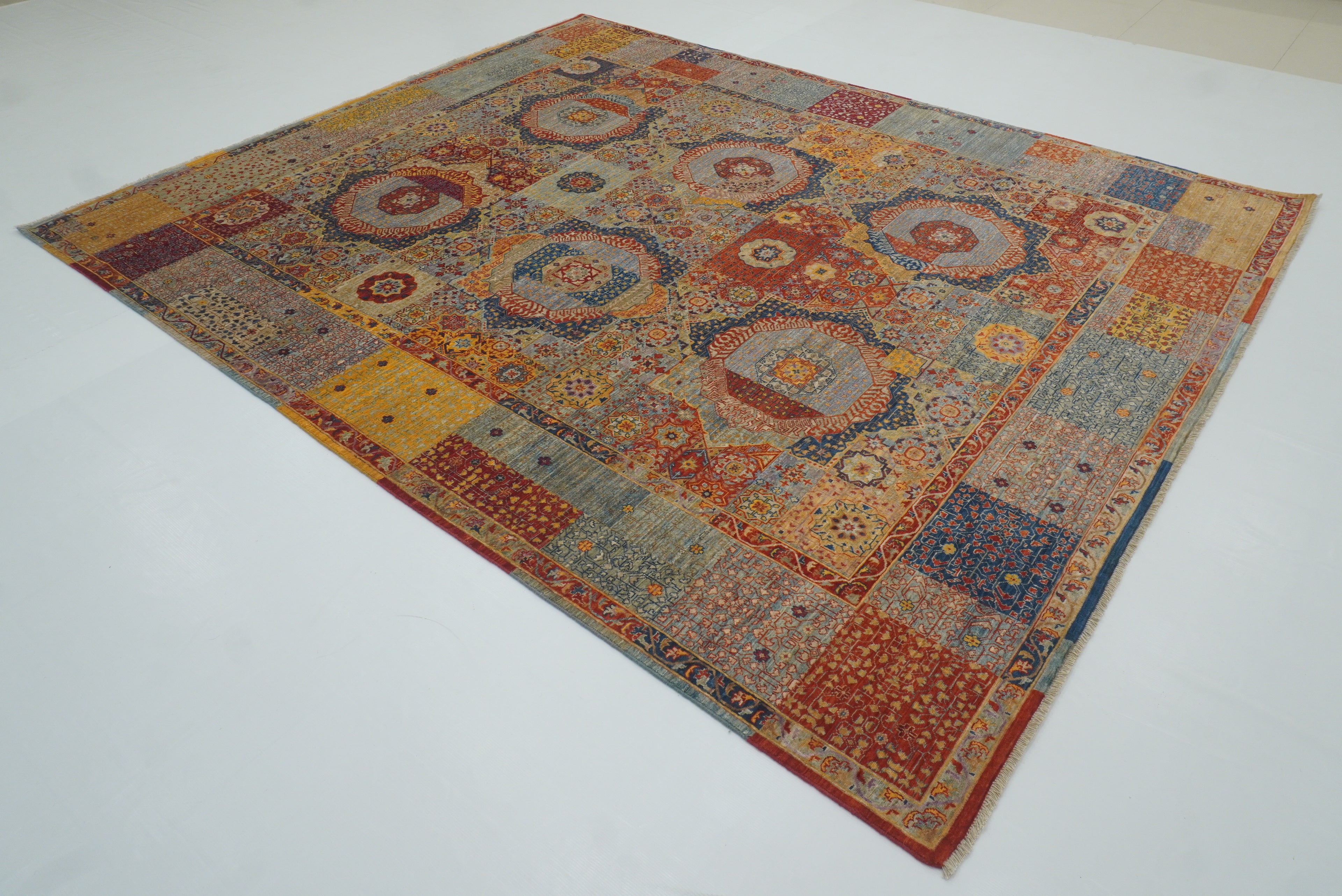 8x10 Blue Mamluk Turkish Hand Knotted Rug - Yildiz Rugs