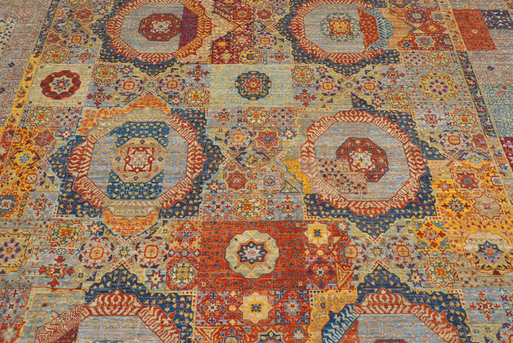 8x10 Blue Mamluk Turkish Hand Knotted Rug - Yildiz Rugs