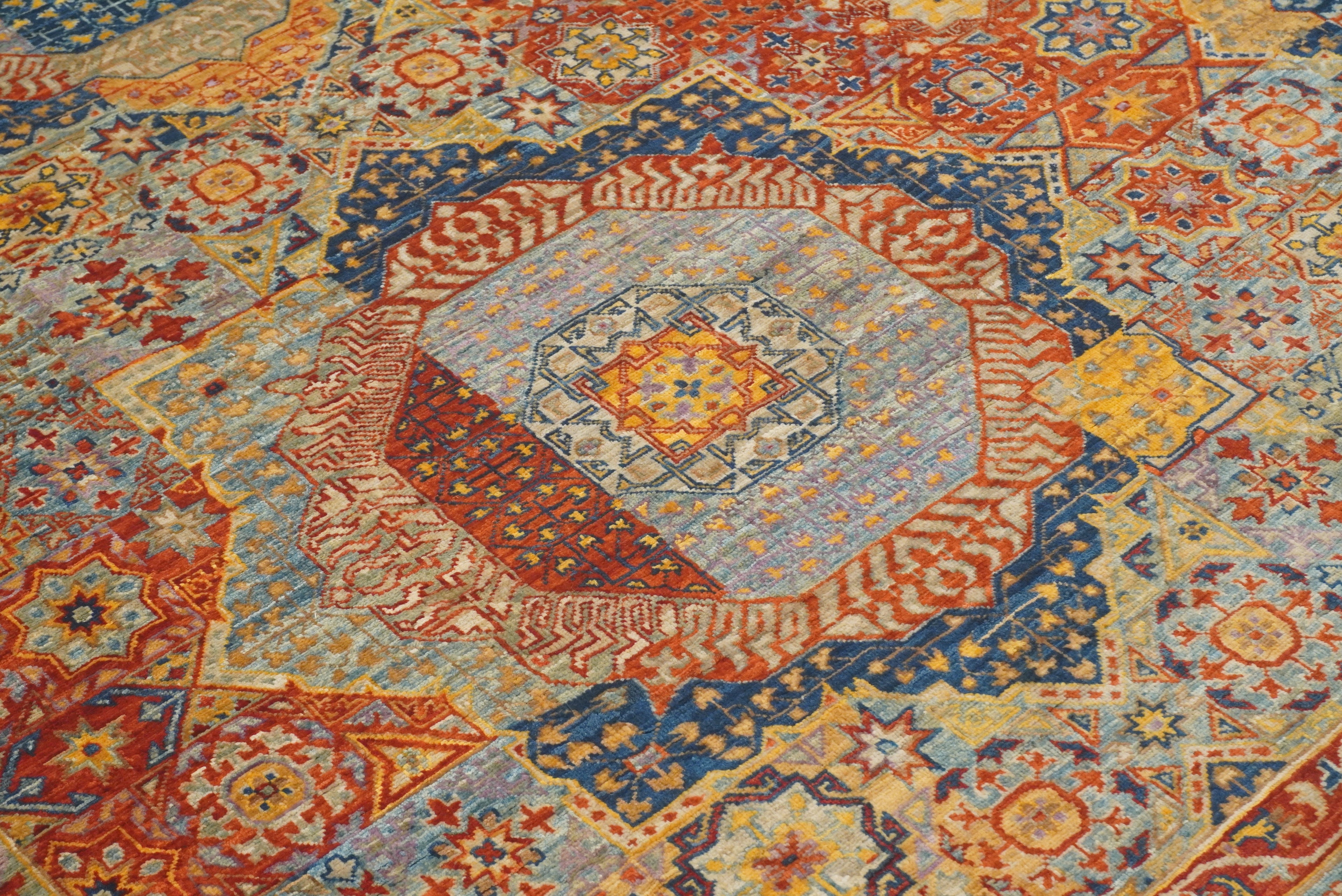 8x10 Blue Mamluk Turkish Hand Knotted Rug - Yildiz Rugs